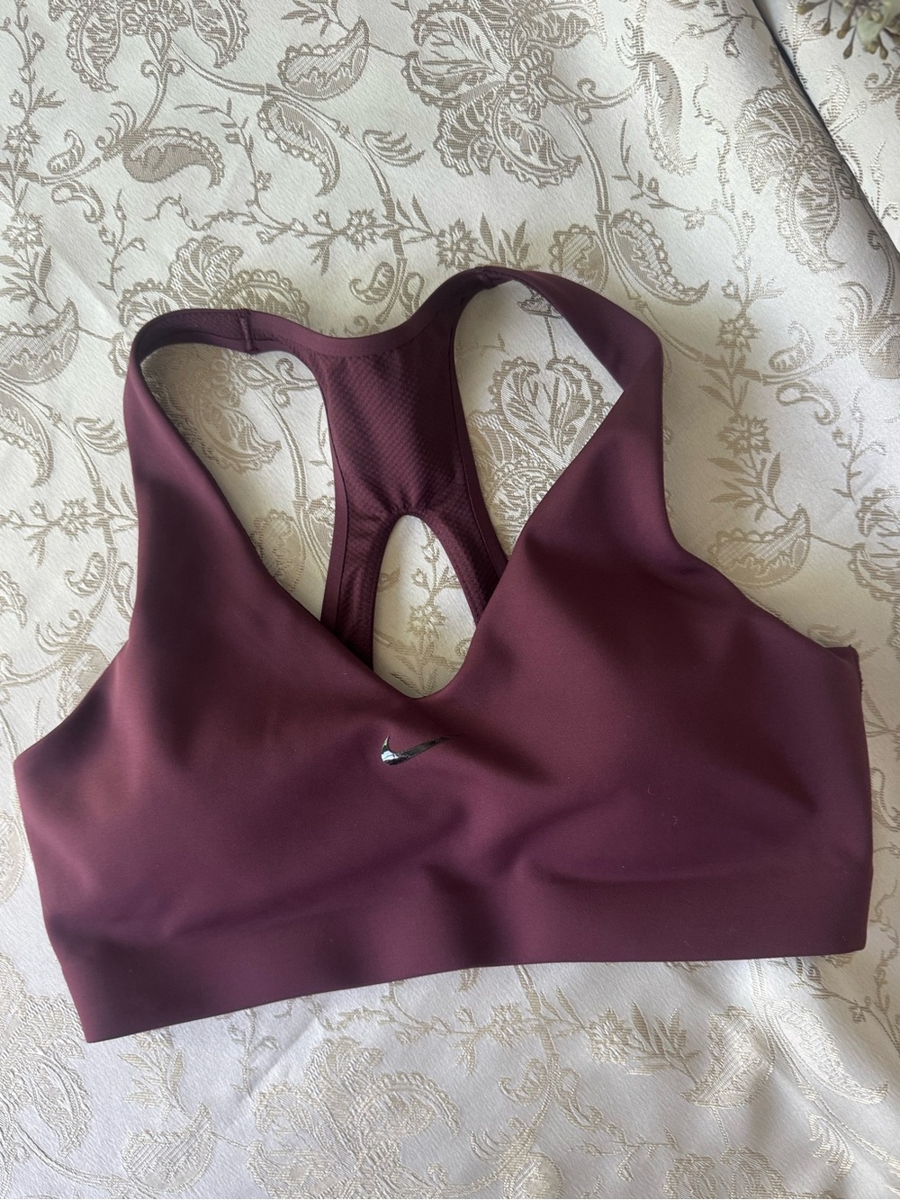 Nike Maroon Universa Keyhole Sports Bra